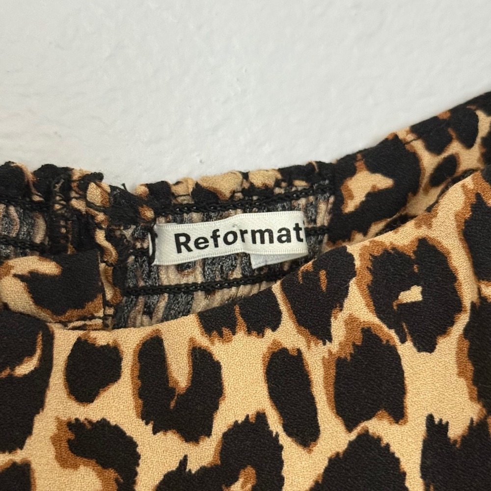 Reformation Demi Square Neck Long Sleeve Top in Cheetah Print - 4 - Picture 4 of 5